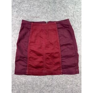 Free People 4 Two Toned Maroon Boho Twee Mini Skirt